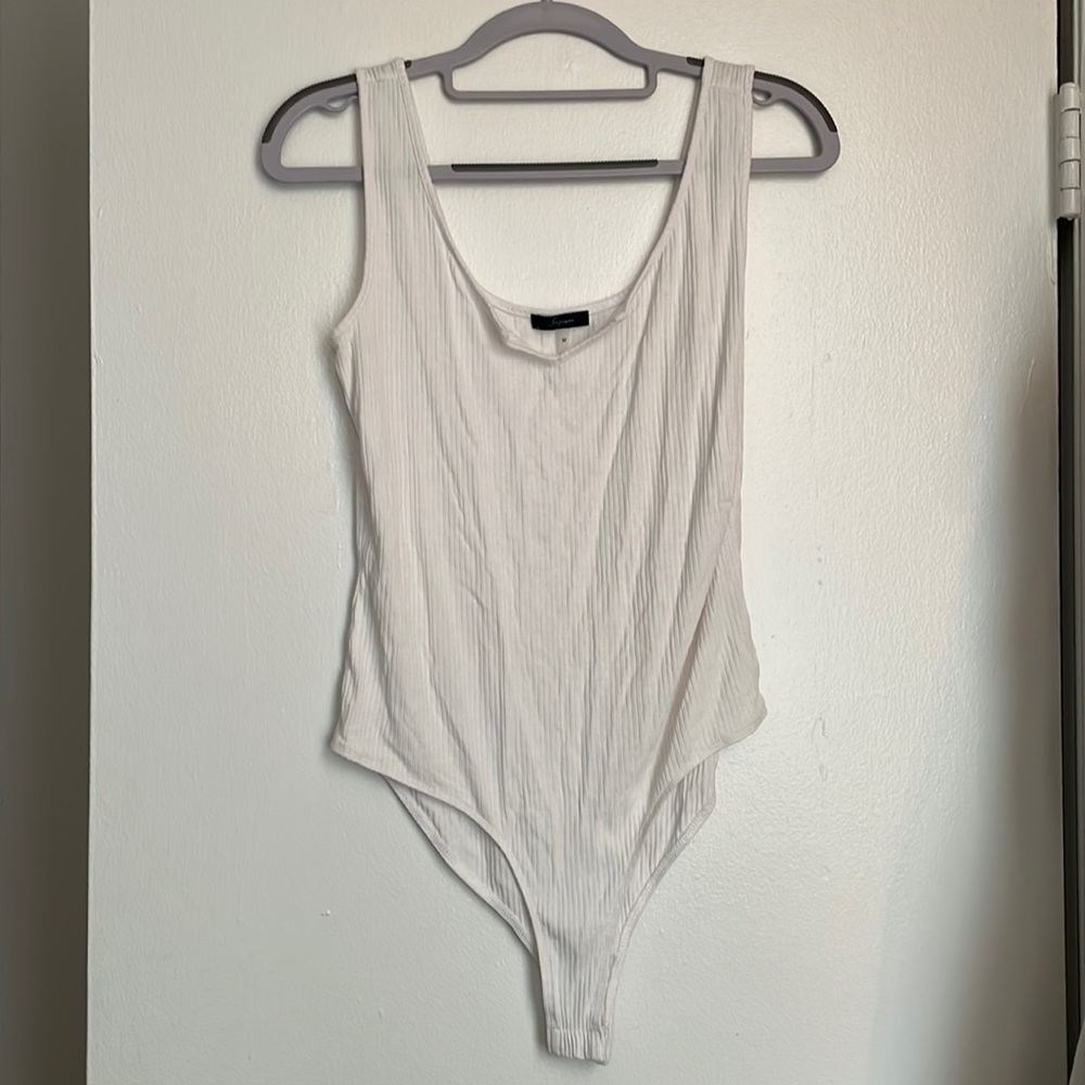 Soprano white ribbed bodysuit